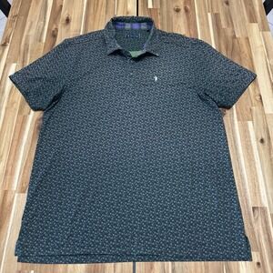 William Murray Polo Shirt Mens L Green Martini Geometric‎ Performance Stretch
